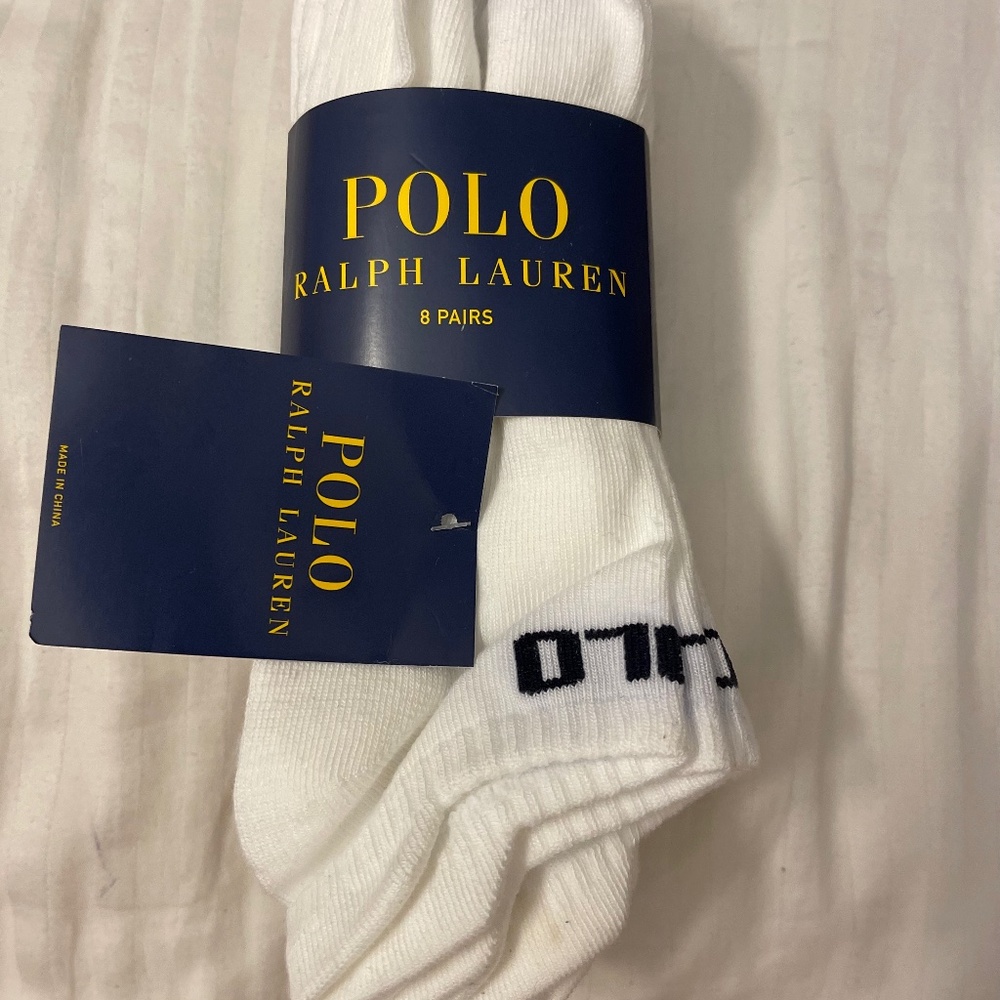 Polo Ralph Lauren Men Ankle white Socks 8 Pairs